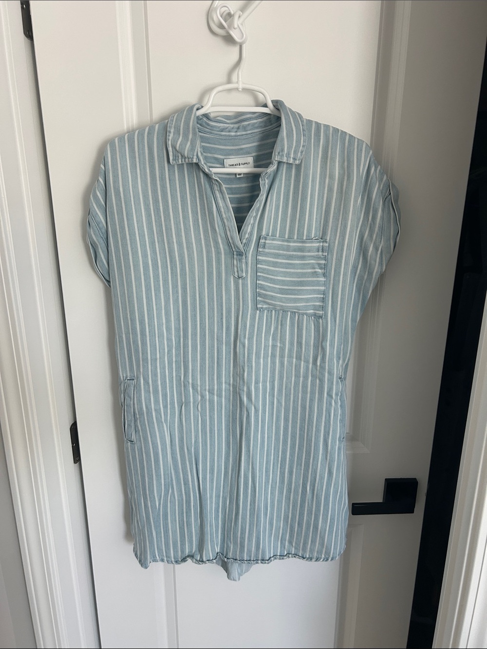 Thread & Supply Light Blue & White Striped Shirt